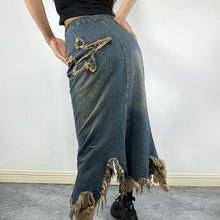 Load image into Gallery viewer, Ripped Star Denim Skirt
